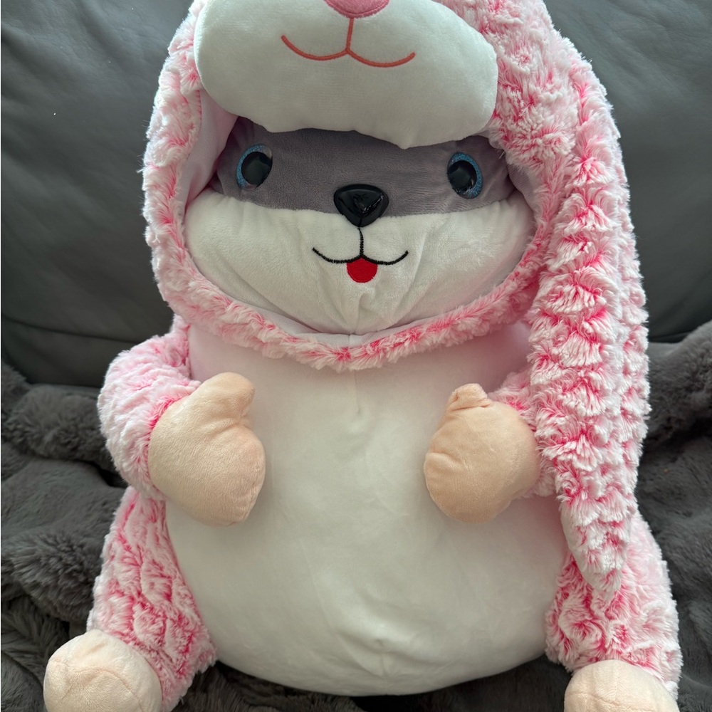 Cute Pink and White Plush Bunny Toy